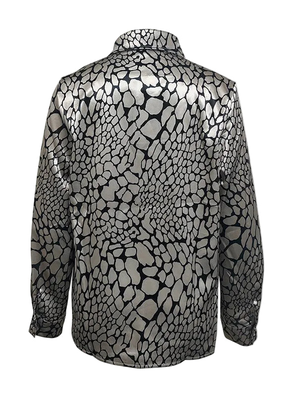 Bella | Camisa efecto satinado con patrón artístico