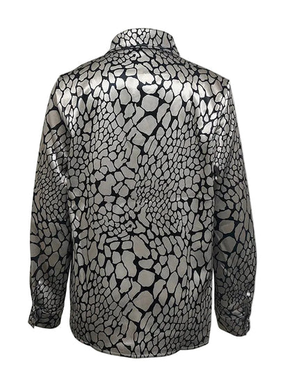 Bella | Camisa efecto satinado con patrón artístico