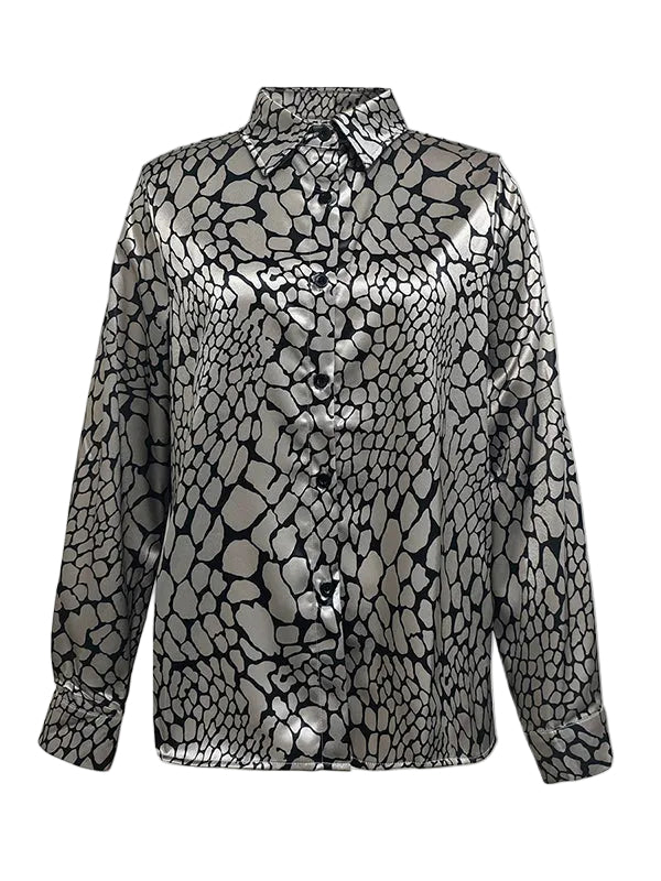 Bella | Camisa efecto satinado con patrón artístico