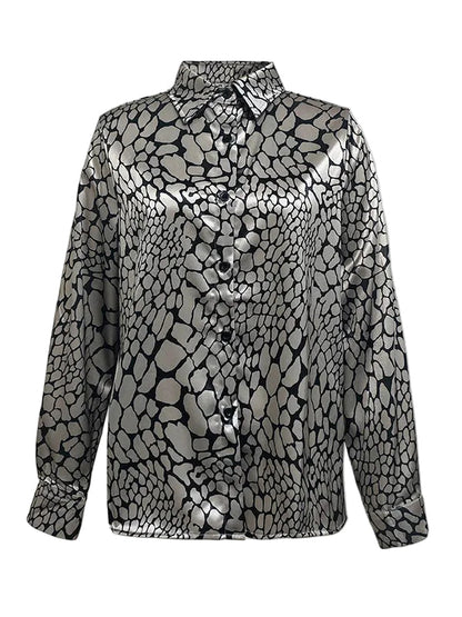 Bella | Camisa efecto satinado con patrón artístico