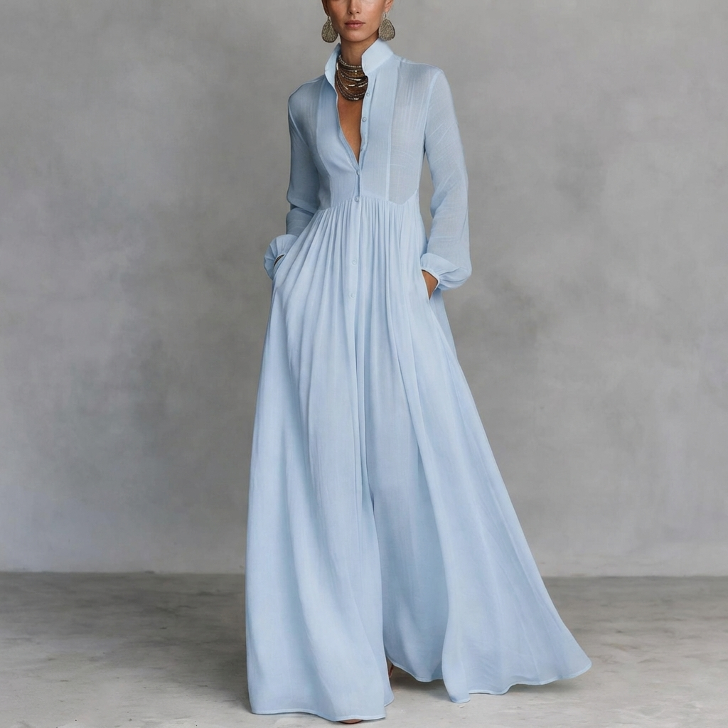 Julie | Vestido Maxi con Botones Fluidos