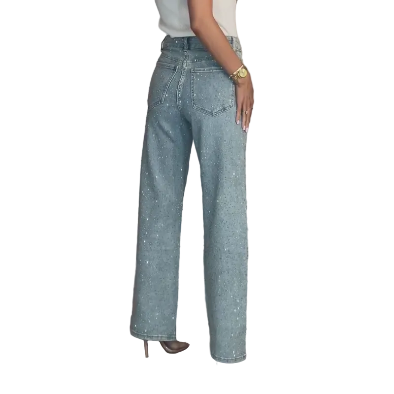 Gabrielle | Jeans de pierna recta con strass