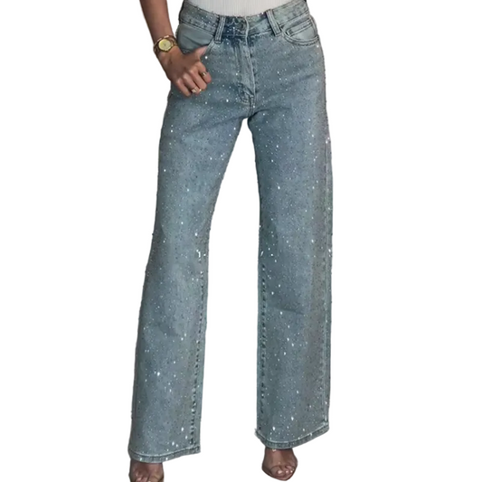 Gabrielle | Jeans de pierna recta con strass