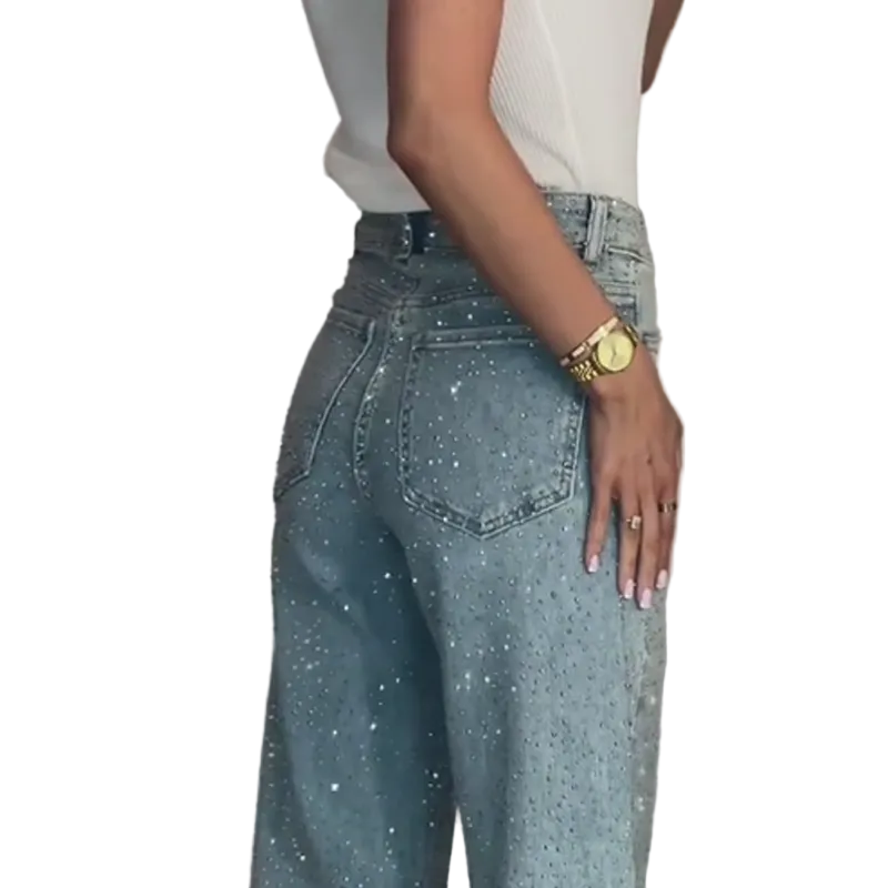 Gabrielle | Jeans de pierna recta con strass