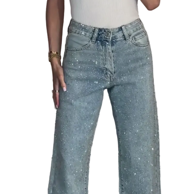 Gabrielle | Jeans de pierna recta con strass