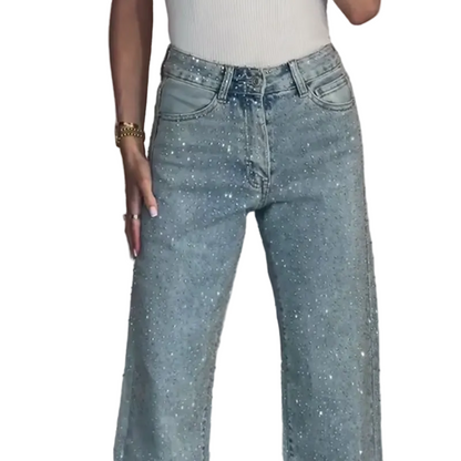Gabrielle | Jeans de pierna recta con strass
