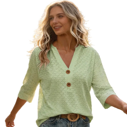 Magdalena | Blusa con cuello en V y botones para mujer