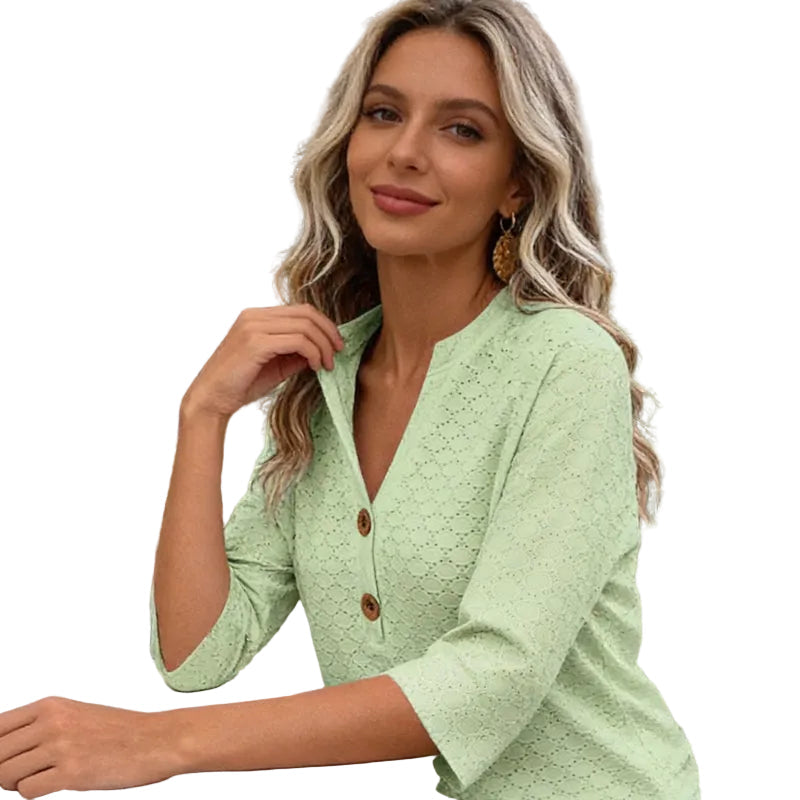 Magdalena | Blusa con cuello en V y botones para mujer