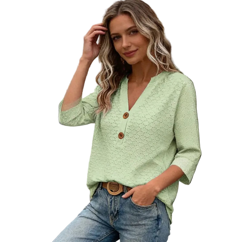 Magdalena | Blusa con cuello en V y botones para mujer