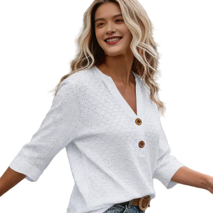 Magdalena | Blusa con cuello en V y botones para mujer
