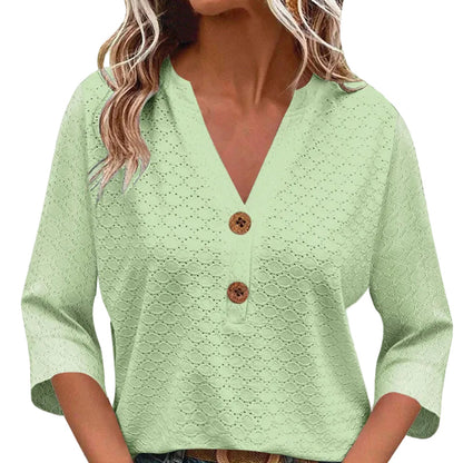 Magdalena | Blusa con cuello en V y botones para mujer