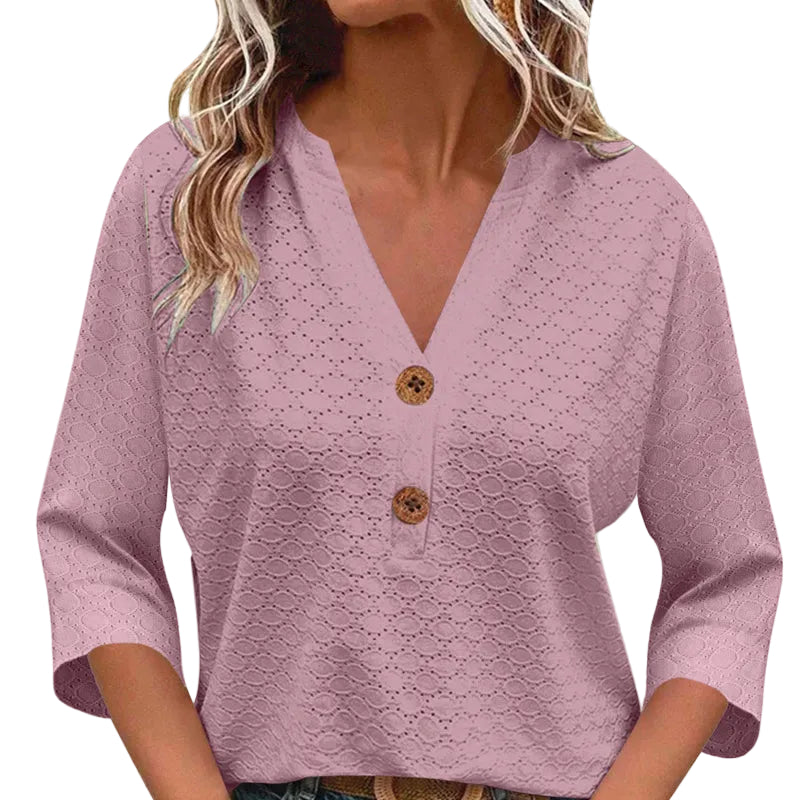 Magdalena | Blusa con cuello en V y botones para mujer