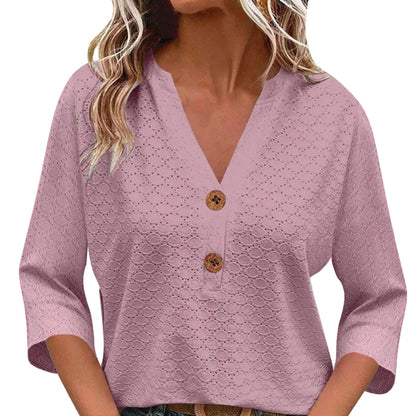 Magdalena | Blusa con cuello en V y botones para mujer