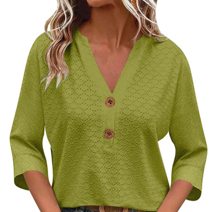 Magdalena | Blusa con cuello en V y botones para mujer