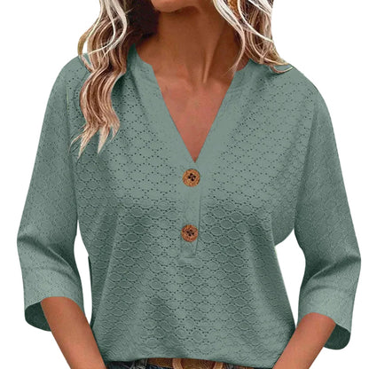 Magdalena | Blusa con cuello en V y botones para mujer