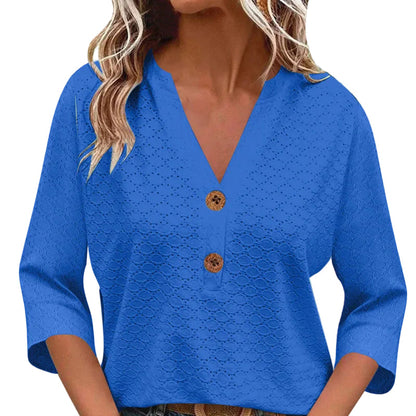 Magdalena | Blusa con cuello en V y botones para mujer