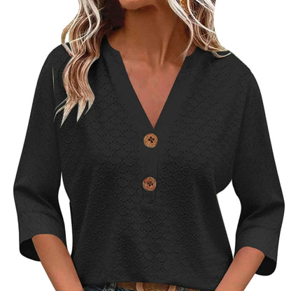 Magdalena | Blusa con cuello en V y botones para mujer
