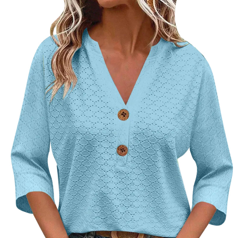 Magdalena | Blusa con cuello en V y botones para mujer