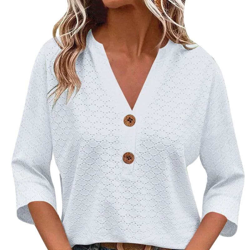 Magdalena | Blusa con cuello en V y botones para mujer