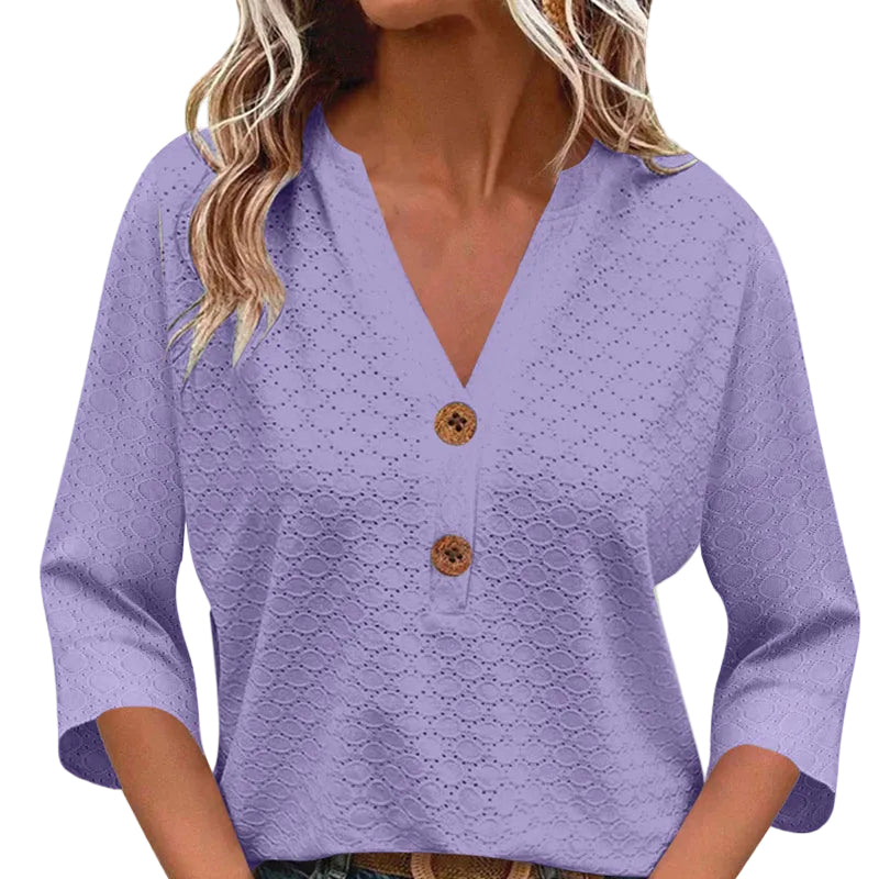Magdalena | Blusa con cuello en V y botones para mujer