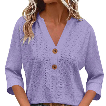 Magdalena | Blusa con cuello en V y botones para mujer