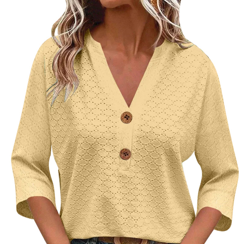 Magdalena | Blusa con cuello en V y botones para mujer